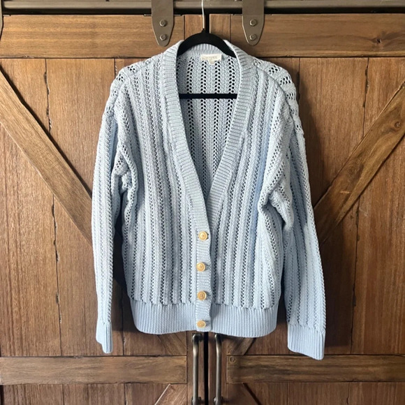Haven Well Within Open Stitch Cardigan Button Down Sweater DewDrop Size XL EUC - Picture 2 of 7